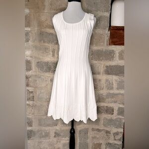 D.Exterior White Floral Hem Sleeveless Fit & Flare Dress